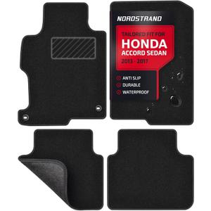 Floor Mats for Honda Accord 2013 2014 2015 2016 2017 Sedan - Tailored 3D Fit - Front & Rear Set of 4 - Anti-Slip Backing - 30oz Carpet Mat Heavy Duty - All Weather Car Liner Floormats