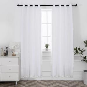 INLINAS 52 x 96 Inch Blackout Curtains with Sheer Overlay - Grommets Thermal and Noise Reduction Panels for Bedroom and Living Room Light Blocking and Energy Saving, Set of 2