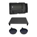 AZGaea Black Center Console Organizer for Honda CR-V 2023-2025, Armrest Storage Tray, 2pcs of Cup Holder Black (Total 4PCS)