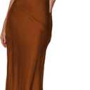 Women's 2026 Summer Satin Backless Elegant Dress for Wedding Guest Silk Sleeveless Cowl Neck Party Formal Maxi Dresses (Brown, XS)