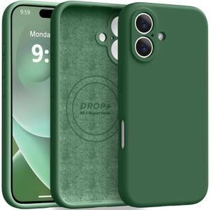 Ktele Magnetic for iPhone 16 Case [Compatible with Magsafe] [Premium Silicone Satin-Smooth Touch] Slim Shockproof Anti-Scratch Microfiber Lining Case, 6.1 inch, Green