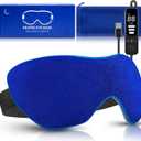 Heated Eye Mask, Washable Dry Eye Mask Heat Eye Compress with Flaxseed, Warm Eye Compress Heating Pad with Temperature Timer Control for Sleep, Blepharitis, Dark Circles, MGD, Puffy Eyes (Deep Blue)