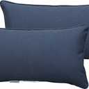Indoor/Outdoor Decorative Lumbar Throw Pillows Water Resistant, 18"x10" Set of 2 for Patio Furniture Bolster Rectangle Pillows - Dark Blue