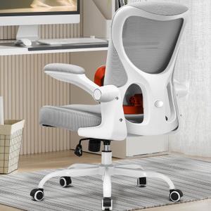GTRACING Office Chair Ergonomic Desk Chair with 3D Adaptive Lumbar Support, High Back Home Mesh Chair with Flip-Up Arms, Swivel Rolling Computer Seating for Long Desk Work (Gray) (Grey)