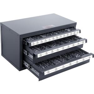 VEVOR Drill Bit Dispenser Cabinet, Three-Drawer Drill Bit Dispenser, Drill Bit Organizer Cabinet, Drill Dispenser Organizer Cabinet for Jobber Length Fractional Size 1/16" to 1/2" in 1/64" Increments