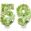 3 x 59 & 95 Birthday Candle, 59th & 95th Cake Candles, Number 59 & 95 Birthday Candles for Cake Topper Decoration, Green