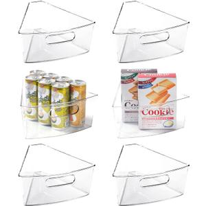 Leeden Lazy Susan Organizer for 32" Diameter Corner Lazy Susan, Plastic Kitchen Cabinet Storage Bins with Handle, 6 Packs, 1/8 Wedge - Food Safe, BPA Free (For 32" Lazy Susan, 6 Pack)