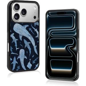 Cute Blue Shark Aesthetic Phone Case for iPhone 17 Pro Case for Women Teen Girls Kids Girls -6.3Inch