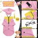 Huhumy 5 Pcs Dog Graduation Costume Set Include 2026 Pet Graduation Gown with Stole Puppy Grad Cap Lensless Glasses DIY Letter Stickers for Dogs Cats Holiday Costume Accessory(Pink Yellow,M)
