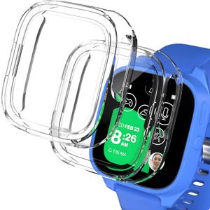Case Compatible for Gizmo Watch 3 Adventure Screen Protector for Kids, Hard PC Overall Protective Bumper Tempered Glass Cover Accessories for Verizon Gizmo Watch 3 Adventure,Clear+Clear