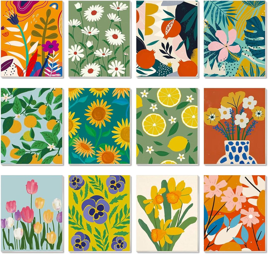 Engrowtic 12 Pcs 8 x 10'' Green Plants Flower Pre Drawn Canvas to Paint Pre Printed Sketched Canvas for Adult Ladies Paint Art Party Favor Board Set for Valentine Craft(Illustration Style)