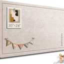 Large Bulletin Board, 35 X 24 Inches Felt Cork Board with 40 Pushpins, Foldable Felt Notice Pin Board Photo Display Board with Self-Adhesive Tape for Office Home School (Oatmeal, 35x24 inch)