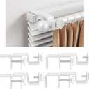 Over-Blinds Curtain Rod Brackets for Outside-Mounted Blinds, Blinds Curtain Rod Brackets for 1.32 Rectangular Headrails, Tool-Free No-Drill Installation for Apartments, Rentals Set of 4 (White)