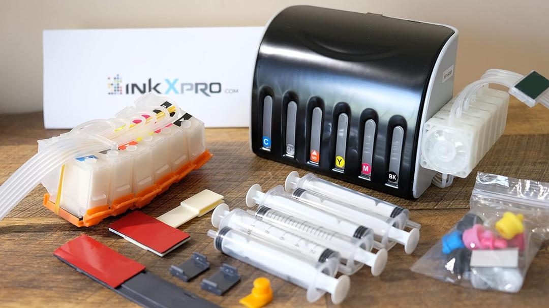 INKXPRO 312XL Empty Ink System CISS Refillable Cartridge Kit with Ink Flow Control Damper for Chipless Firmware Installed EPSON XP-15000 Printer