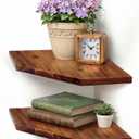 Demigo Corner Shelf Wall Mount, Set of 2 Solid Acacia Wood 11.8 x 16.5 inches Floating Corner Shelves, Smooth - Durable - Attractive Corner Shelves for Bedroom Living Room Bathroom Kitchen (Brown)