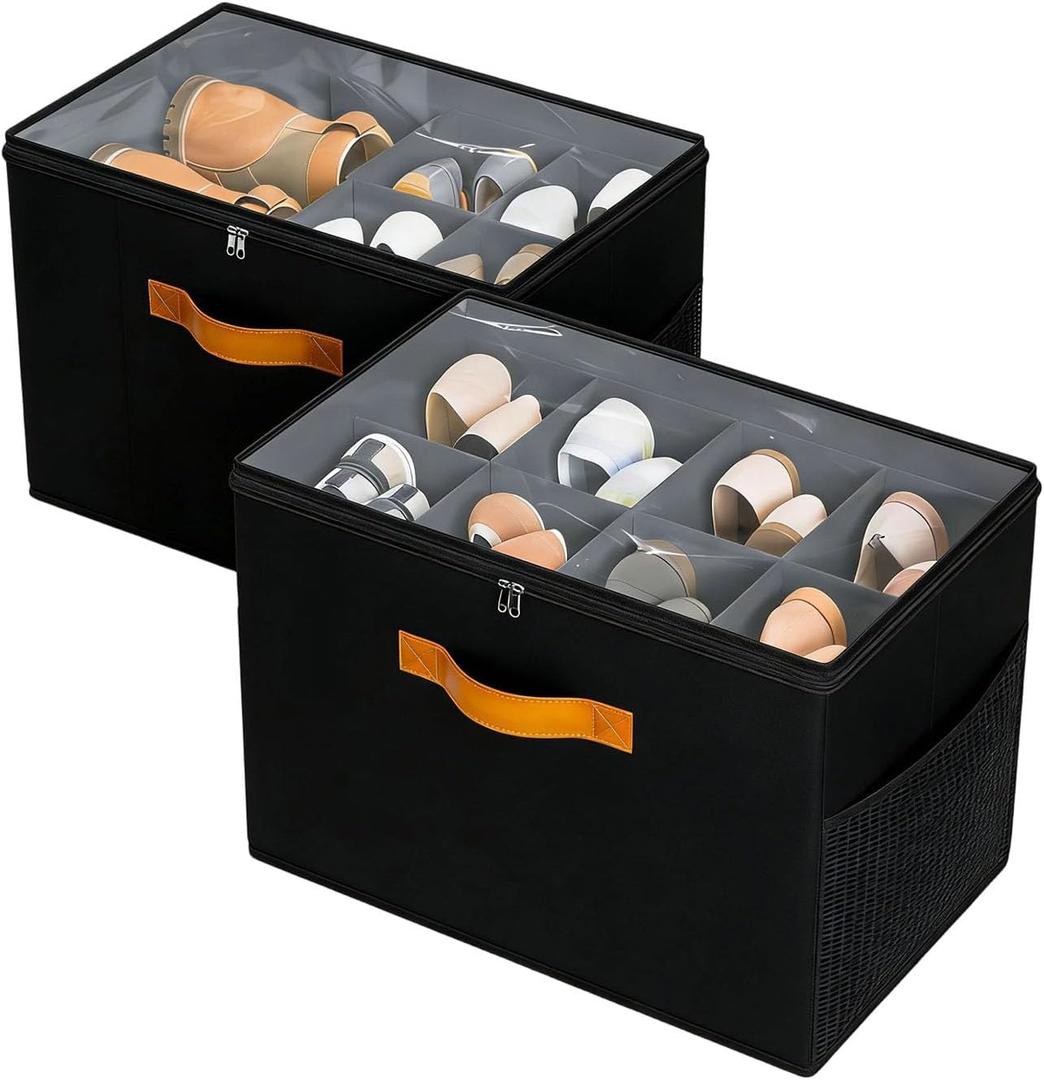 MultiFunctional Shoe Storage Bag 8 Compartment Portable Home and Gym Essential Portable Home and Gym Essential Home (Black)