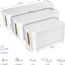 Cable Organizer Box Set of Three, Power Cover Cord Holder Surge Protector for Desk (White)