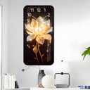 Large 24 Inch Wooden Wall Clock - Glowing Floral Wall Clocks Modern Silent Non-Ticking Battery Operated, Rectangle Rustic Home Decor for Living Room Office