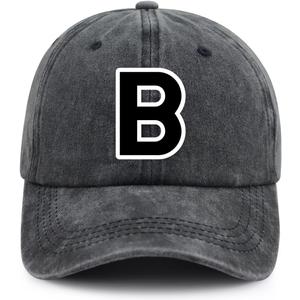 Personalized 26 Alphabet A-Z Hats for Men Women, Funny Adjustable Cotton Classic Print Initial Letter Baseball Cap