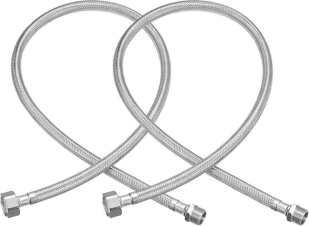 uxcell 32 Inch Long Faucet Supply Line Connector, 2pcs G3/8 Male Compression Thread x G1/2 Female Straight Thread 304 Stainless Steel Water Supply Hose