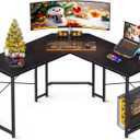 Casaottima 47 inch L Shaped Gaming Desk, Corner Desk Gaming Table for Home Office, Computer Desk Sturdy Writing Workstation for Small Space, Easy to Assemble, Black