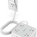 Power Strip Surge Protector 10 Ft Cord, 8 AC Outlets, 3 USB Charger(1 USB C Port), TESSAN Ultra Thin Extension Cord, Flat Plug, 900 Joules Protection, Desk Charging Station for Home, Office