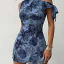 Acelitt Womens Summer Floral Off Shoulder Dress (M)