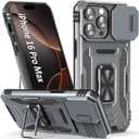 SEFING Phone Case for 16 Pro Max iPhone Case with Kickstand Ring Holder, with Camera Cover, with Magnet Car Mount Function, for iPhone 16 Pro Max (Grey)