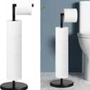 Toilet Paper Holder Stand, Stainless Steel Bathroom Toilet Paper Roll Holder Stand, Free Standing Toilet Paper Holder with Solid Weighted Base, Black