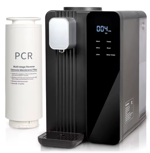 Countertop Reverse Osmosis System Water Filter - 5 Stage RO Water Filtration System, No Installation Portable Home Water Purifier, TDS & Filter Monitor, 3:1 Pure to Drain, Black