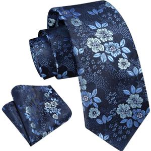 Enlision Boys Tie Kids Necktie with Pocket Square Set Ties for Boy Formal Neck Strap Youth Tie for Kids Party School (Blue)