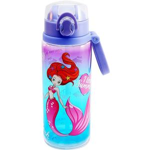 Home Tune 23oz Kids Water Drinking Bottle - Tritan BPA Free, Wide Mouth, Auto Flip Cap, Secure Lock, Easy Open, Lightweight, Leak-Proof Time Marker Water Bottle For Girls & Boys - Mermaid