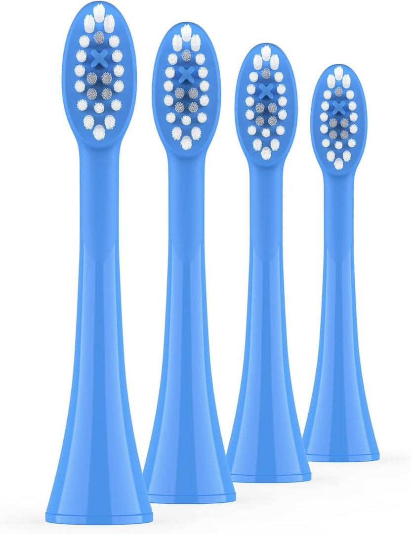 ORDO Replacement Sonic Toothbrush Heads with Pulse Technology for Teeth Cleaning, Plaque Removal, Silicone Polishing, Deep Clean Bristles, Adults, Pack of 4, Arctic Blue