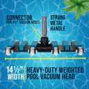 U.S. Pool Supply Manual Pool Vacuum Head for Inground Pools, Flexible, Extra-Wide, Weighted - 6 Weights, Blue, Connect 1.5" Hose, Metal Pole Handle - Swimming Cleaning Accessory Attachment, Vac