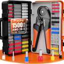Preciva Ferrule Crimping Tool Kit with 1500PCS Wire Connectors, Hexagonal Crimping Pliers for AWG 28-5 Crimper Adjustable Ratcheting Wire Crimping Tool
