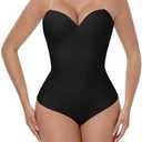 SHAPESHE Thong Shapewear Bodysuit for Women Faja Body Shaper Seamless Tummy Control Body Suit with Built In Bra XXL