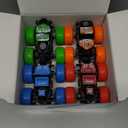 LONANDY Monster Truck Toys for Boys Age 4-7 - Friction Powered Car Toys for Kids Toddlers 3 4 5 6 Years, Push and Go Toy Cars Best Christmas Birthday Party Gift for Boys Girls 4 Pack (Blue Orange Green Red)