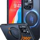 TORRAS Upgraded 360 Rotatable Magnetic Ring for iPhone 16 Pro Max Case, Fit for MagSafe with Stand Ring Holder, 16FT Mil-Grade Shockproof Translucent for iPhone 16 Pro Max Phone Case Ostand, Black