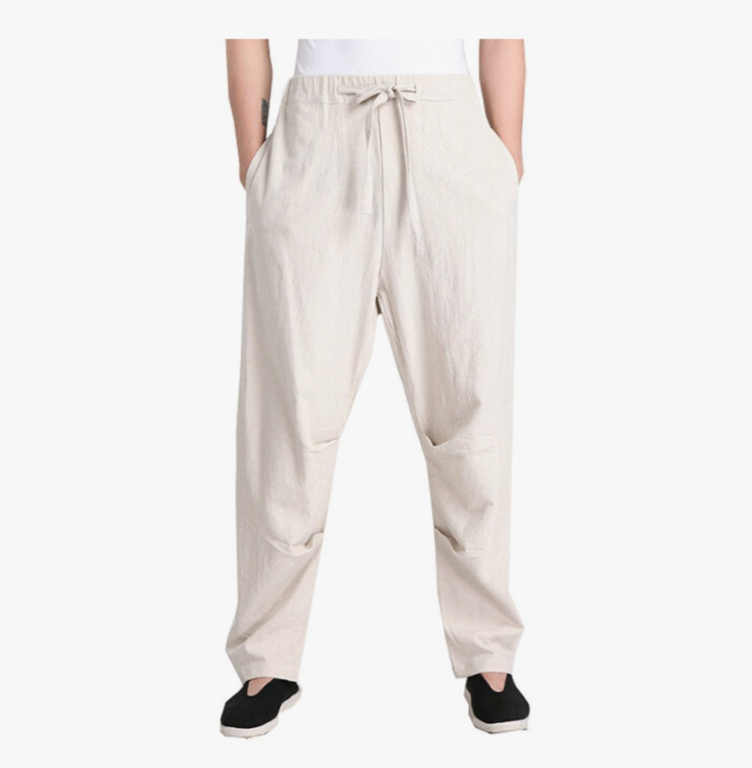 ZooBoo Men's Martial Arts Pants Kung Fu Linen Trousers Tang Suit Pants M