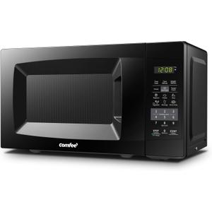COMFEE' EM720CPL-PMB Countertop Microwave Oven with Sound On/Off, ECO Mode and Easy One-Touch Buttons, 0.7cu.ft, 700W, Black