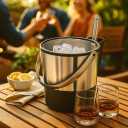 Oggi Insulated Ice Bucket, 4 Quart / 3.8 L, Stainless Steel, Black.