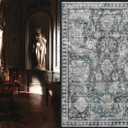 RUGSURE Washable Area Rugs - Perfect for Living Room, Bedroom, Kids Room, Nursery - Stain & Water Resistant Non-Slip, Pet & Child Friendly, Vintage Tribal Area Rugs (Grey and Bule, 9' x 12')