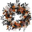 Boston International Halloween Wreath for Front Door and Wall Spooky Decorations, 22-Inches, Halloween Haven
