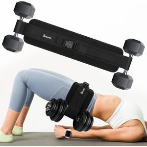 Bosaen Hip Thrust Belt, Hip Thrust Belt for Dumbbells Heavy, Booty Belt for Hip Thrust with 6.5mm Thick Non-slip Padding & 400lbs Load-Bearing, Hip Thrust Band for Gym, Home Workouts, Dumbbell, Kettlebells