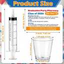 Yungyan 36 Set Nursing Graduation Party Supplies Medical Theme Labels Sticker 20 ml Plastic Syringe with Tip Cap 30 ml Cup for Medical Graduation Party Favor Photo Props