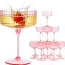 LIYH 20Pcs Pink Plastic Coupe Glasses, 10 Oz Martini Glasses For Parties
Disposable Ribbed Cocktail Cups & Champagne Tower Stemware, Detachable 3-Piece Design For Weddings, Bars, Banquets