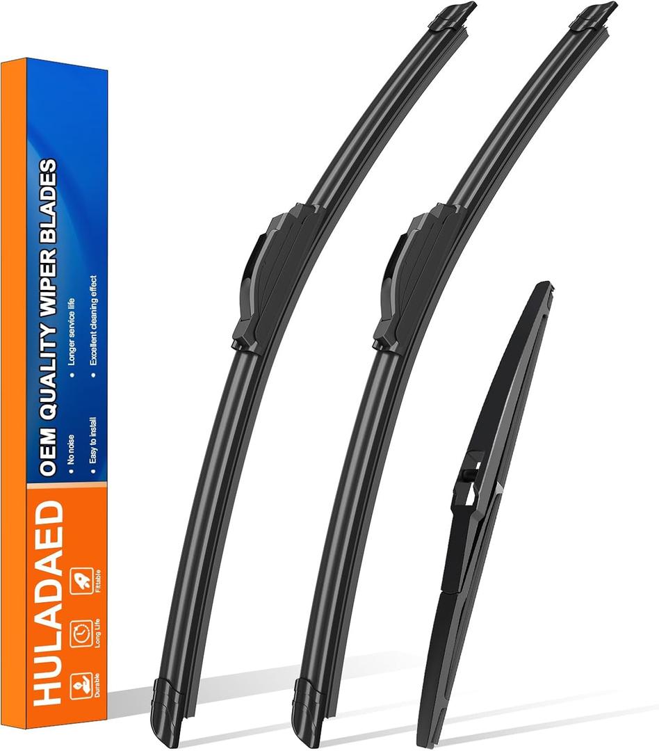 HULADAED 28''+14''+8'' Windshield Wipers Replacement for Toyota Prius C 2019-2012,Silicone Front Rear Wiper blades for MY Car-All Weather & Quiet(3 PACK)