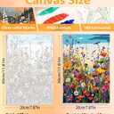 3 Pack Floral Framed Paint by Numbers for Adult with Wooden Easel 8x12 inch | Wildflowers Paint by Number on Canvas Oil Painting Kit with Brushes, Easy Adults' Paint-by-Number Kits for Home Wall Decor