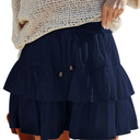 Flowy Shorts for Women Boho Ruffled Tiered Skorts Casual High Waist Mini Skirts Tennis Golf Comfy Shorts 2025, M
