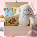 Praise Bunny Christian Easter Gift Set for Kids  11 Singing Plush Toy with 3 Bible Songs, Hardcover Blessing Book, Keepsake Box, Stickers, Easter Basket Stuffers, Christening Gift for Baby, Toddlers